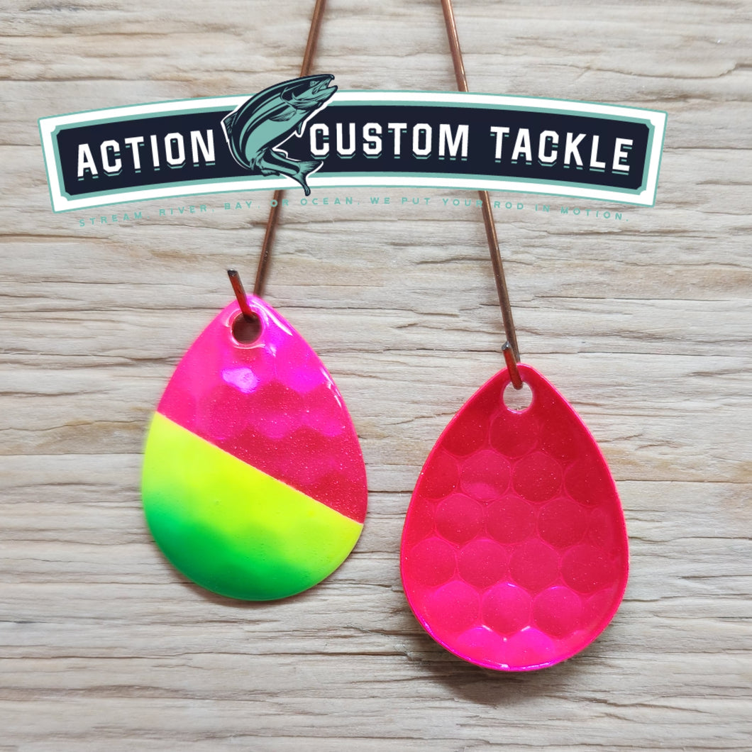 Silver blade series, 3.5 Colorado, Candy Pink back, Candy pink, chartreuse green tip