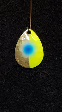 3.5 Colorado, Brass back, 1/2 Chartreuse, Blue dot
