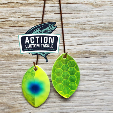 Silver blade series, 3.5 Cascade, Candy Chartreuse  back, Candy Chartreuse | Chartreuse, Blue dot,