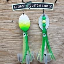 Load image into Gallery viewer, 3.5 Cascade, White back, White, Chartreuse, Green tip