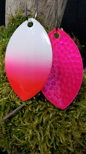 Silver blade series, Size 5 Cascade, Candy Pink back, White, Pink Red tip
