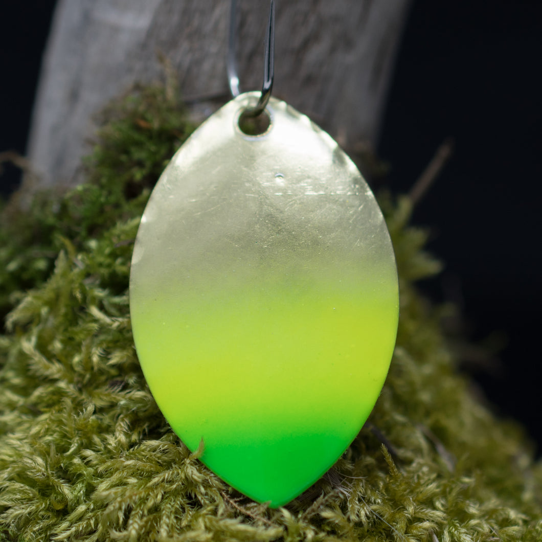 Size 5 Cascade, Brass back, Brass, Chartreuse, Green tip