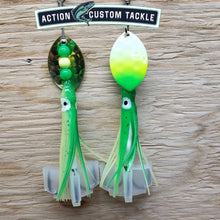 Load image into Gallery viewer, 3.5 Cascade, Brass back, White, Chartreuse, Green tip