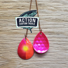 Load image into Gallery viewer, Silver blade series, 3.5 Colorado, Candy Pink back, Candy pink, Red Chartreuse dot