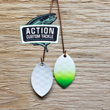 Load image into Gallery viewer, 3.5 Cascade, White back, White, Chartreuse, Green tip