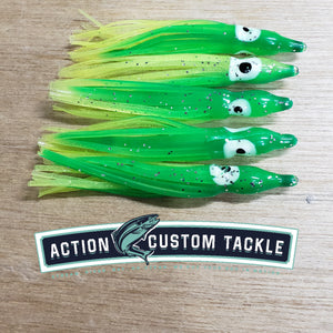 Hoochie 6 Cm (2.35"), Green/ yellow, 5 pk