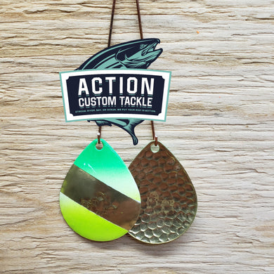 Size 6 Colorado, Brass back, Green White Lime sparkle