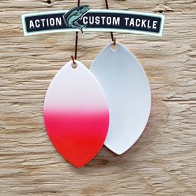 Size 6 Cascade, White back, White, Pink, Red tip