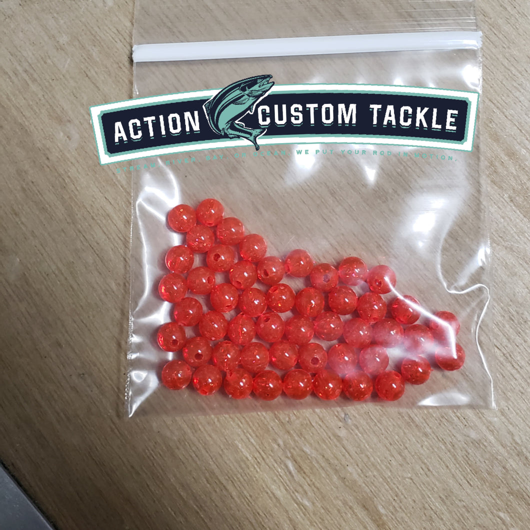 6mm bead, Fire Red with gold flake, 20 or 60 pack