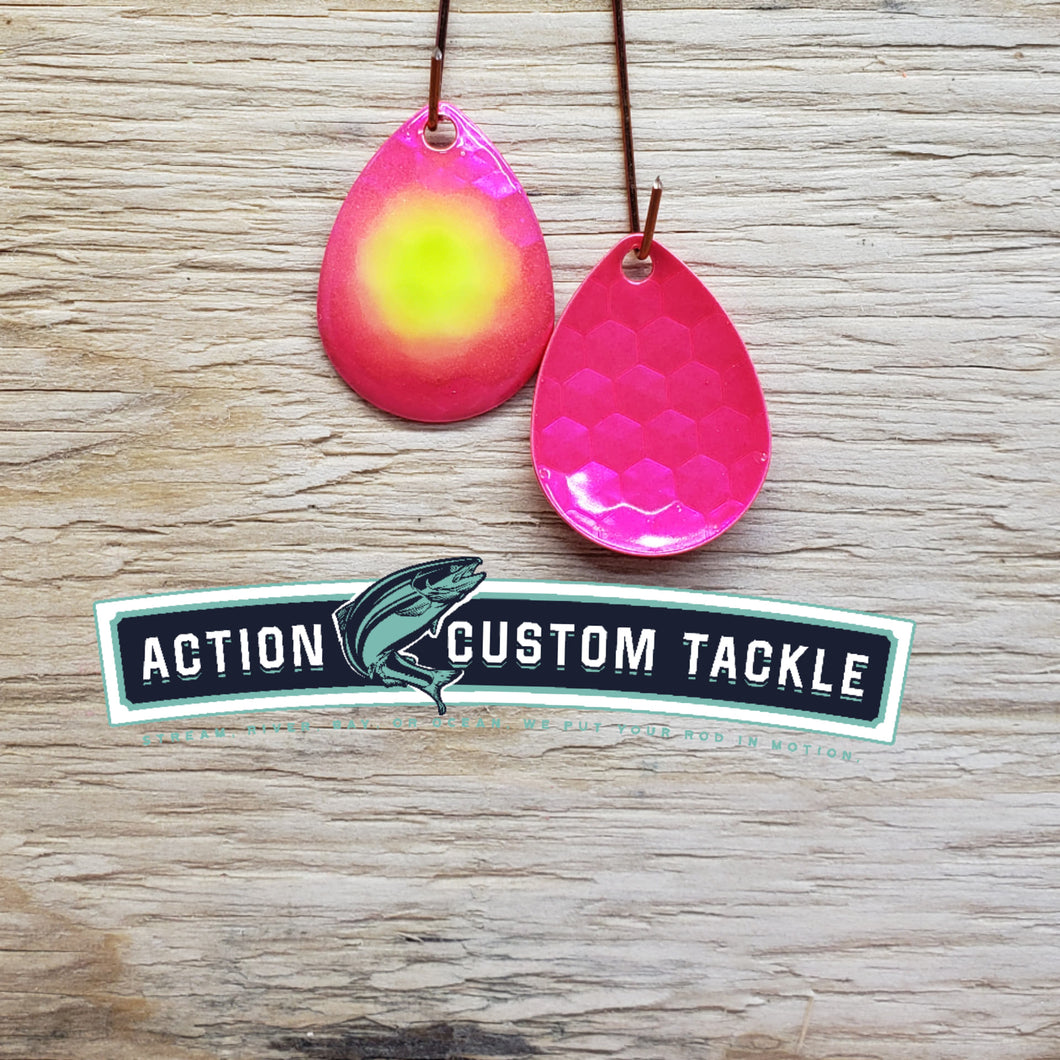 Silver blade series, 3.5 Colorado, Candy Pink back, Candy pink, Lime chartreuse dot