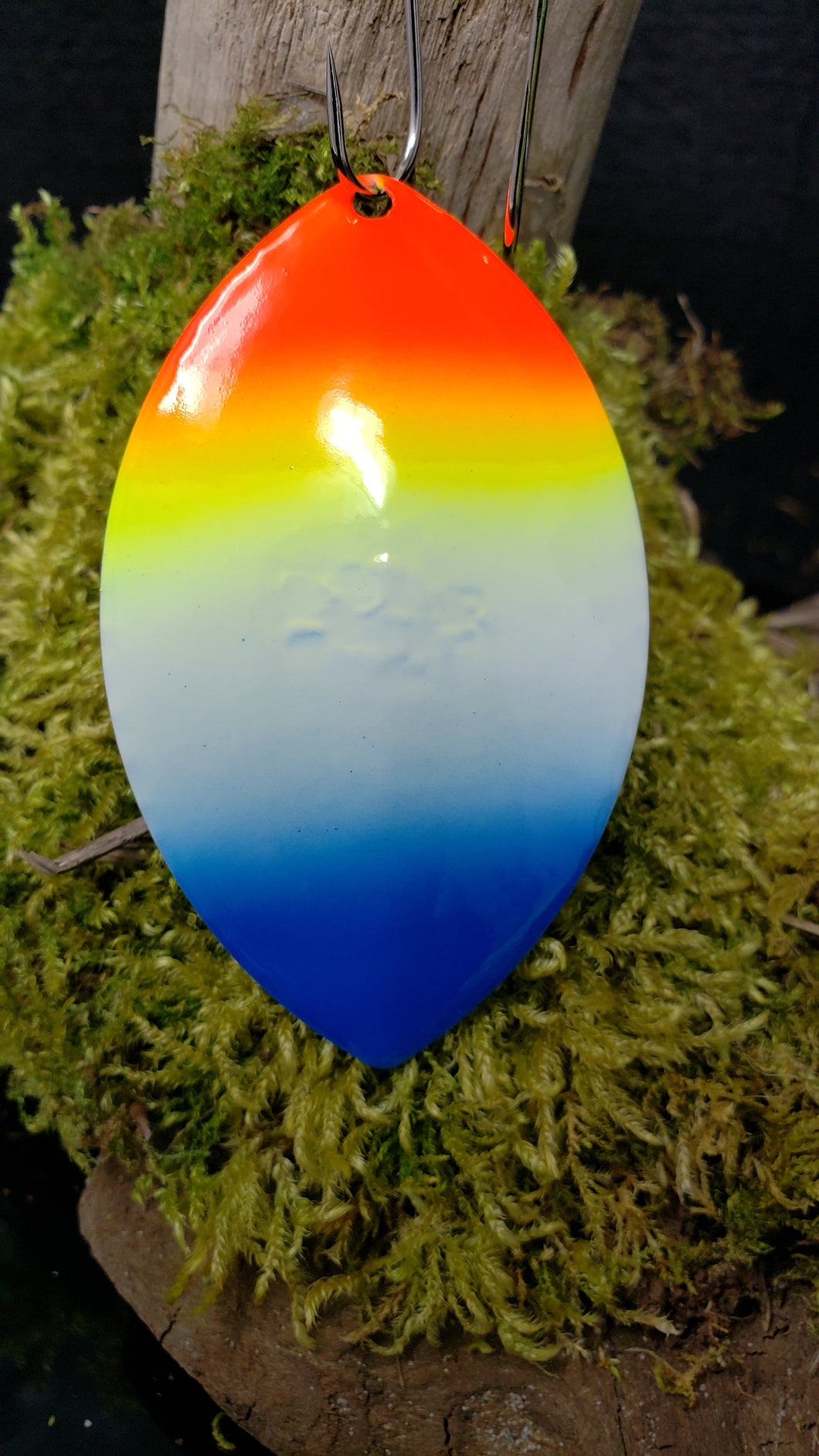 Size 7 Cascade, Brass back, Rainbow Blue tip