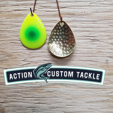Size 4 Colorado, Brass back,  Chartreuse with Green dot