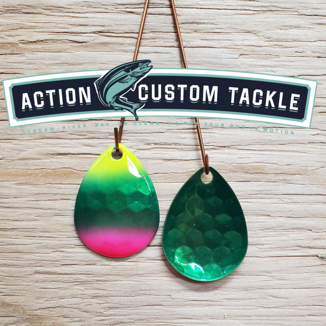 3.5 Colorado, Emerald back, chartreuse and pink tips