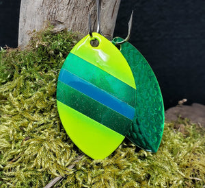 Size 5 Cascade, Emerald back, Emerald  and Blue Stripe ,Chartreuse