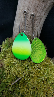 Size 4 Colorado, Silver plated blade, Lime yellow back, Green White, Chartreuse, Green tip