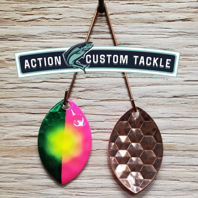 3.5 Cascade, Copper back, Pink with Chartreuse dot
