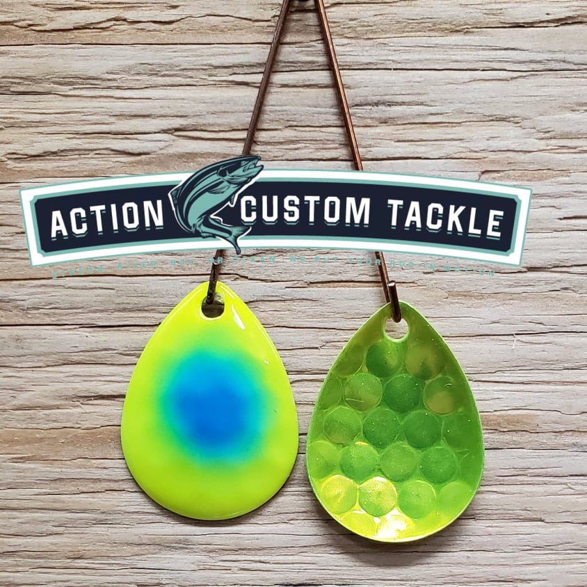 Silver blade series, 3.5 Colorado, Candy Chartreuse back, Chartreuse blue dot