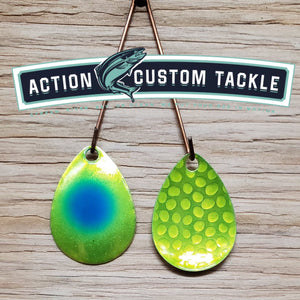 Silver blade series, 3.0 Colorado, Candy Chartreuse back, Blue dot