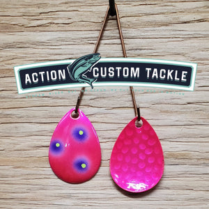 Silver blade series, 3.0 Colorado, Candy Pink back, Purple dots with yellow centers