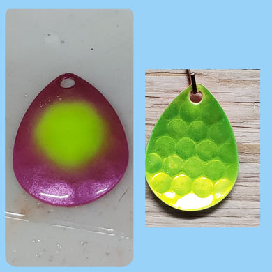 Silver blade series, 3.5 Colorado, Candy Chartreuse back, Lime dot on metallic lavender