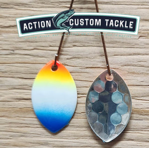 Silver blade series, 3.0 Cascade, Silver back, blue tip rainbow