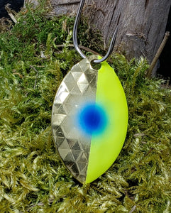 3.5 Cascade, Brass back, Brass | Chartreuse, Blue dot
