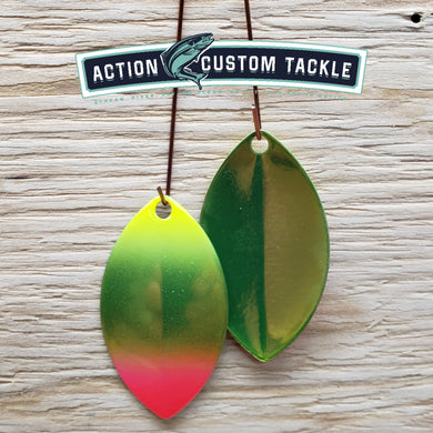 Size 5 Thin Cascade, Lime with Chartreuse and pink tips