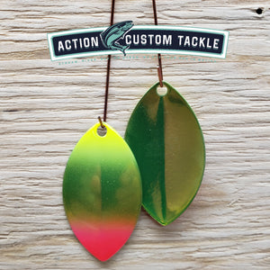 Size 5 Thin Cascade, Lime with Chartreuse and pink tips