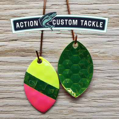 3.5 Cascade, Candy Key Lime back, Chartreuse and pink tipped with Candy Lime stripe