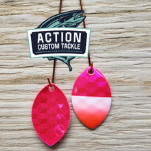 Load image into Gallery viewer, Silver blade series, 3.5 Cascade, Candy Pink back, White Red tip