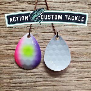 3.5 Colorado, White back, Purple & pink slice Lime chartreuse dot