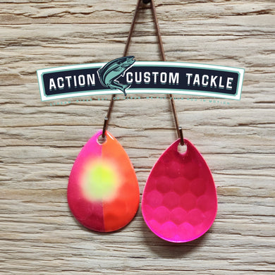 Silver blade series, 3.5 Colorado, Candy Pink back, Candy pink, Red Chartreuse dot